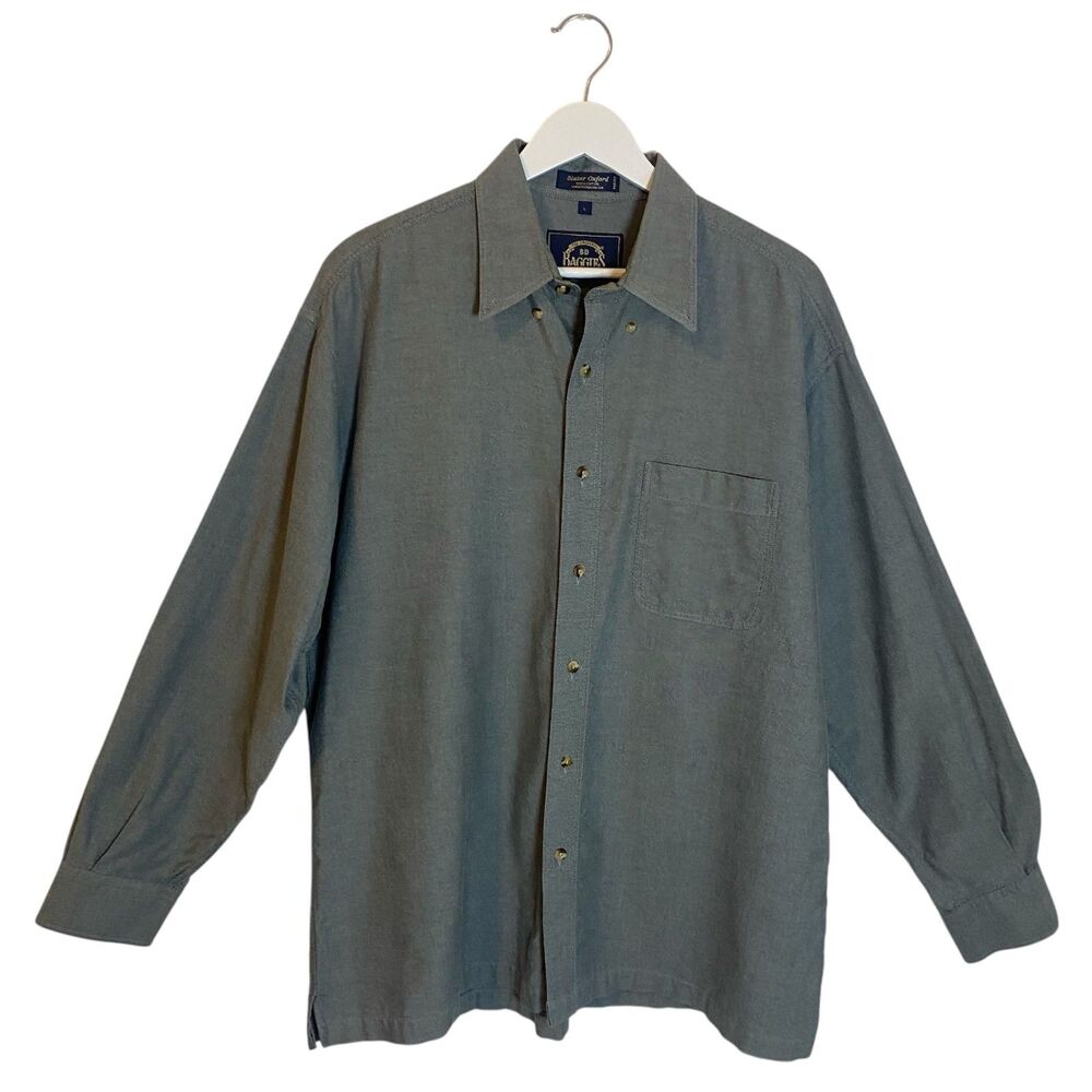 BD Baggies Shirt Men's Size L Gray Blazer Oxford 100 % Cotton Preppy Minimalist